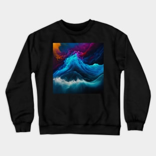 Stormy Rainbow Waves Abstract Crewneck Sweatshirt